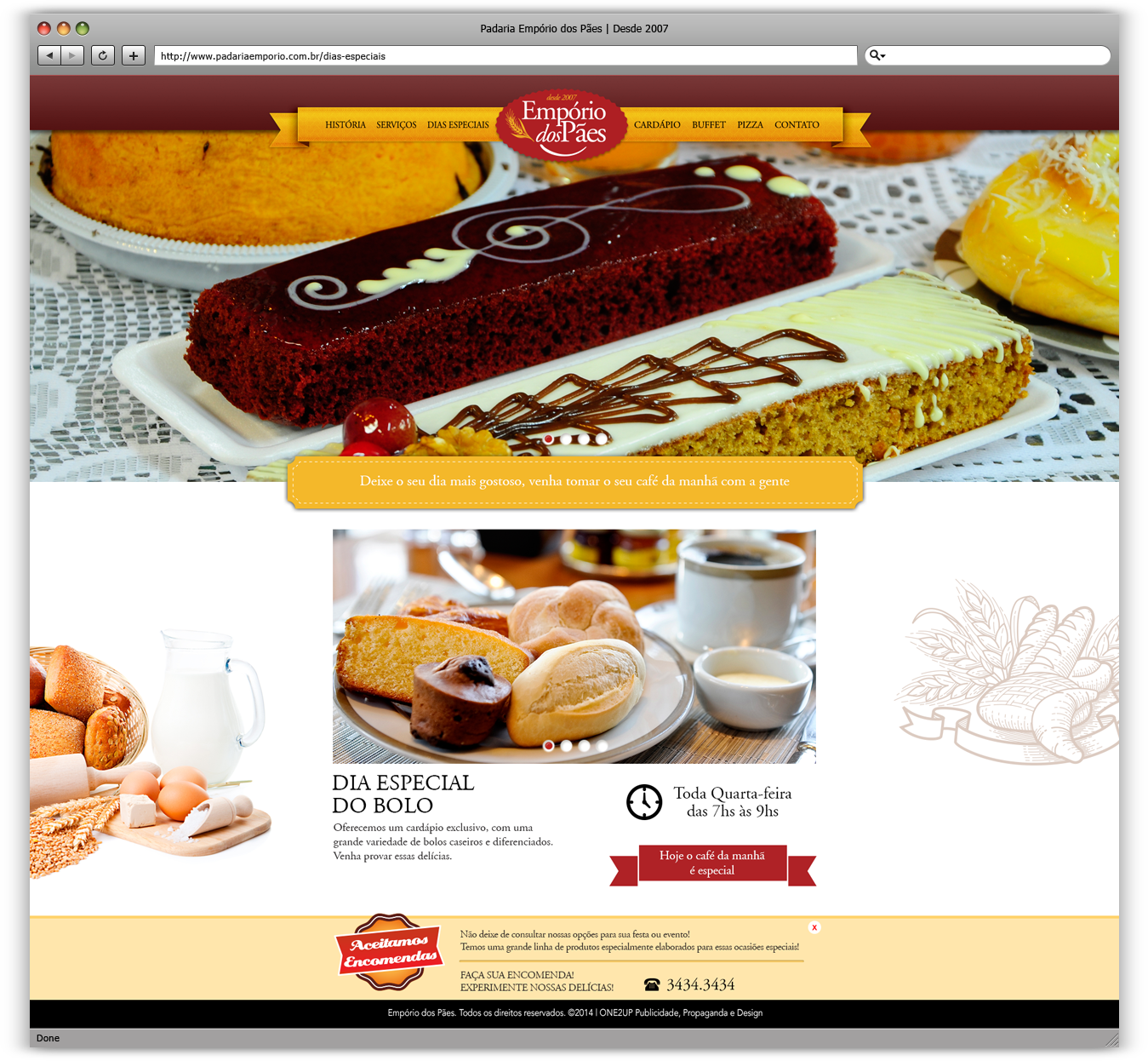 Web Site Padaria Empório dos Pães - Dias Especiais