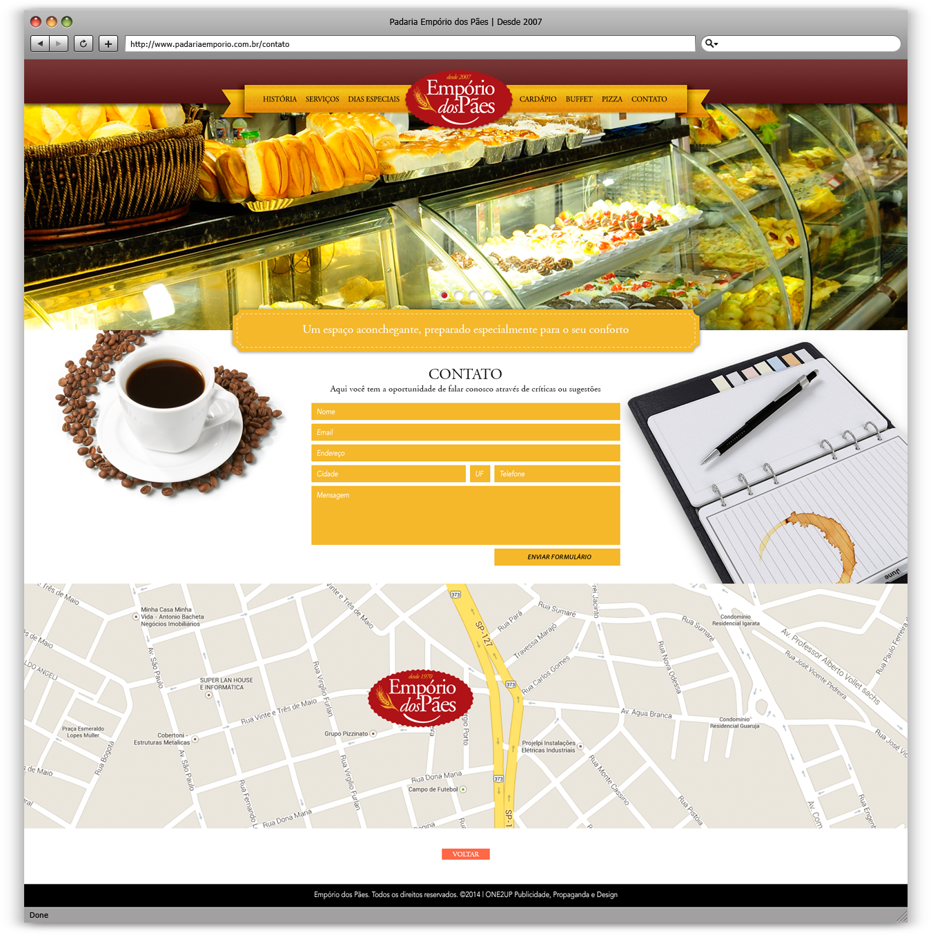 Web Site Padaria Empório dos Pães - Contato